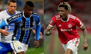 Isaque do Gremio e Abel Hernandez do Internacional