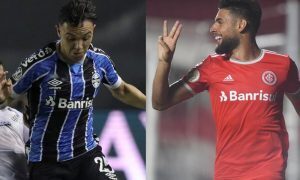 Pepe do Gremio e Yuri Alberto do Internacional